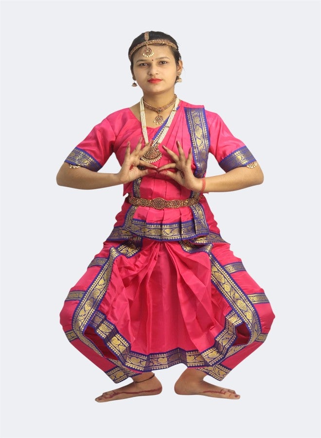 TWINKLE TOTS Bharatnatyam Pink dress for girls Classical Dance Bharatnatyam costume for girls fancy dress School Functions and Events - Image 2